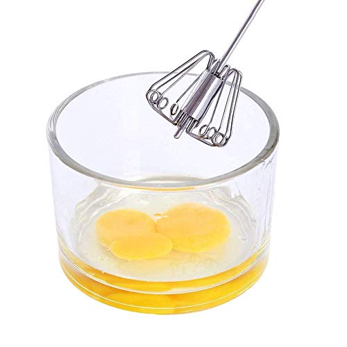 Egg Whisk, 12 Inch Semi-Automatic Egg Beater Stainless Steel Hand Mixers for Blending, Whisking, Beating, Premium Kitchen Utensil