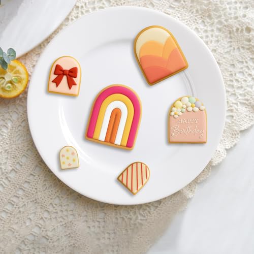FUSOTO 6PCS Arch Cookie Cutter Set, Arch Shape, Stainless Steel, 1.5-4 Inch - style: Arch