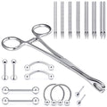 Vsnnsns 9 Style 316L Surgical Steel Body Piercing Tools Kit Piercing Clamps Forceps Use for Nose Septum Lip Tongue Eyebrow Belly Rings Ear Dermal Piercing Jewelry Kit Tools - color: Style 4, Piercing Clamp Forceps