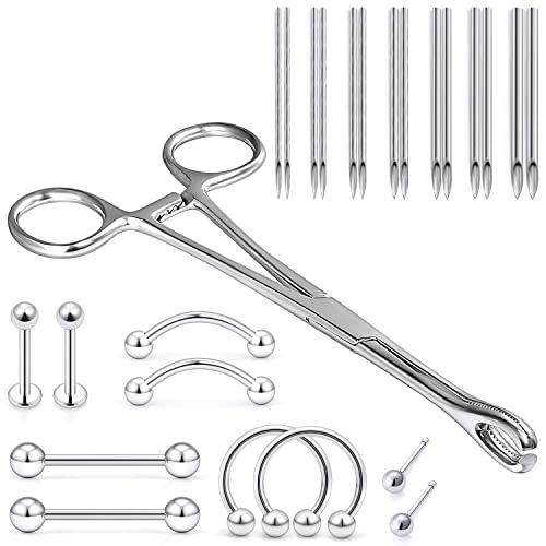 Vsnnsns 9 Style 316L Surgical Steel Body Piercing Tools Kit Piercing Clamps Forceps Use for Nose Septum Lip Tongue Eyebrow Belly Rings Ear Dermal Piercing Jewelry Kit Tools - color: Style 4, Piercing Clamp Forceps