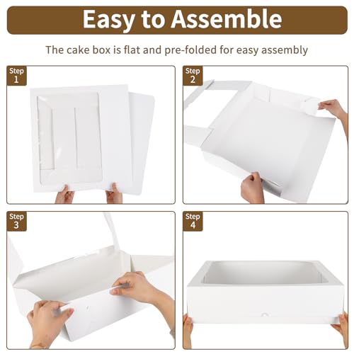 Moretoes 6pcs 19x14x4In Large Half Sheet Cake Boxes with Thick Cake Boards - size: 19*14*4In
