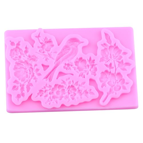 Bird Flower Silicone Mold Flower Branch Fondant Molds Set Of 2 - color: Style H