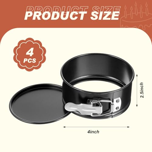 4 Pcs 4 Inch Nonstick Springform Cheesecake Pan with Removable Bottom Black - color: Black, size: 4 Inch