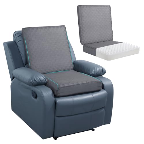 BALAPET Recliner Cushions for Long Sitting, Egg Crate Foam Recliner Cushion for Elderly Reduces Muscle Fatigue and Provides Air Flow, Extra Large Non-Slip Seat Cushion with Back Support(20*20*4in) - color: Gray, size: 20×20×4in