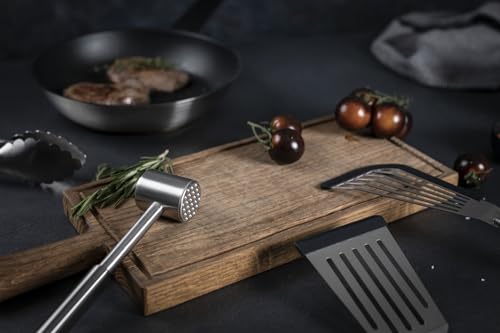 Kuhn Rikon Essential Meat Tenderizer – Dual-Sided Stainless Steel Head for Tenderizing & Flattening Meat – Comfortable Grip Handle - style: Contemporary