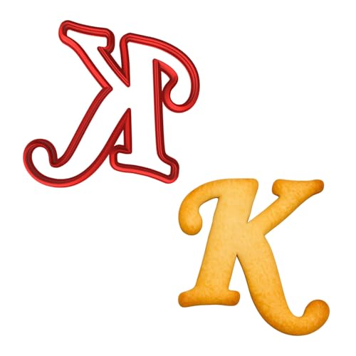 Mighty Gadget Fancy Cursive Letter A to Z Cookie Cutter - 4" Tall Alphabet Baking Mold (Random Color) (K) - color: K