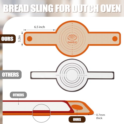 Silicone Bread Sling, Sourdough Transfer, Nonstick, 2 Pack Oval and Round - color: Orange, size: 2 Pieces (Oval and Round)