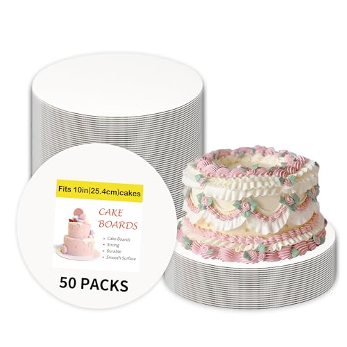 Yeplan 50 Packs White Cake Boards, 10 Inch Food-Grade Round Cake Board - color: Cake Board-50 Packs