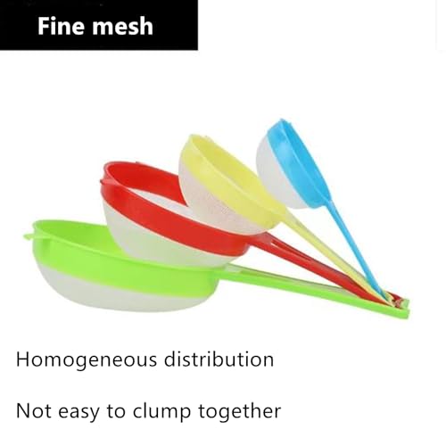 4 Pcs Flour Sifter for Baking, Flour Sieve Scoop Strainer, Manual Mesh Colander Baking Tool, Multifunctional Juice Filter with Long Handle, Random Colors