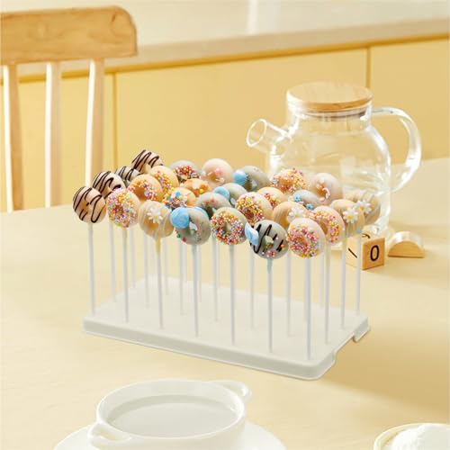 TAIHUIMY 28 Holes Cake Pop Stand for Cake Pops, Lollipop Holder Stand, Cake Pop Display Holder, Candy Pop Holder,Cakepopsical Stand for Weddings, Baby Showers, Birthday, Party (BEIGE) - color: BEIGE