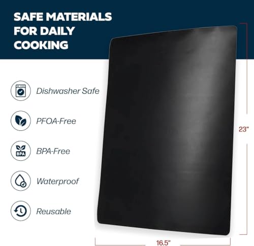 Cooks Innovations Non-Stick Oven Protector Mat - Heavy Duty Nonstick Oven Rack Liners to Protect Convection, Electric, Gas, & Microwave Ovens - BPA & PFOA Free Heat Resistant Baking Mat - color: Black