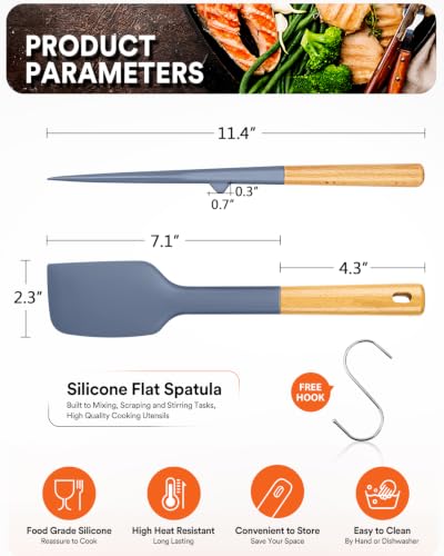 Badiano Silicone Heavy-Duty Spatula, Rubber Scraper for Nonstick Cookwares - color: GLAUCOUS