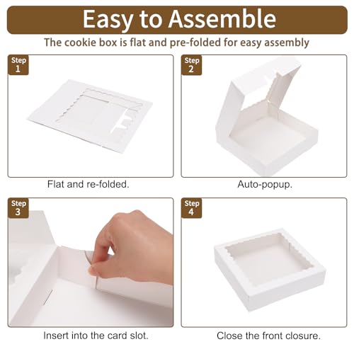 Moretoes 12pcs 8x8x2 Inches Treat Boxes, Cookie Boxes with Window