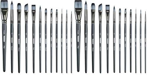 Transon Artist Paint Brush Set of 12 for Watercolor Acrylic Gouache Oil and Tempera Painting (Pack of 2) - size: Grey 12PCS (Pack of 2)
