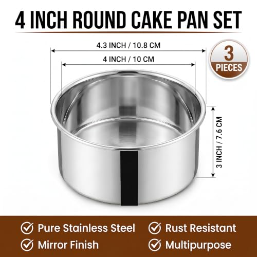 Homikit 4 Inch Round Cake Pan set of 3, Mini Layer Cake Baking Pans - size: 4 inch