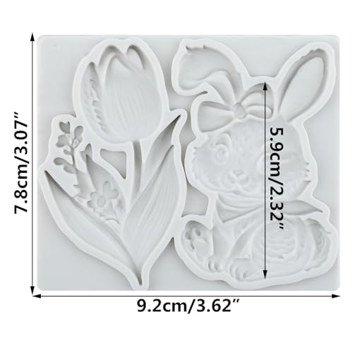 Easter Bunny Rabbit Fondant Molds Tulip Flower Silicone Mold