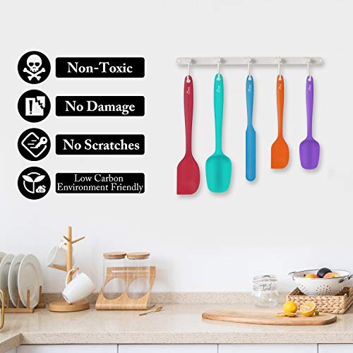HOTEC 600℉ Heat Resistant Silicone Rubber Spatula Set,Multicolor, Set of 5 - color: Multicolor
