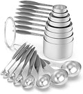 Wildone Stainless Measuring Cups and Spoons Set with Silicone Handle, 16pcs - color: Gray