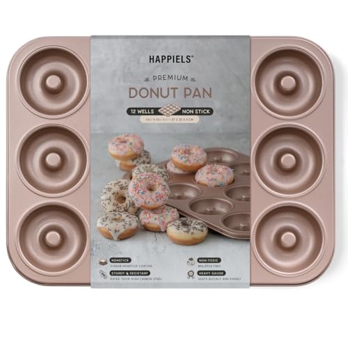 HAPPIELS 12 Well Donut Pan Nonstick, PFOA & BPA Free - style: Donut Pan
