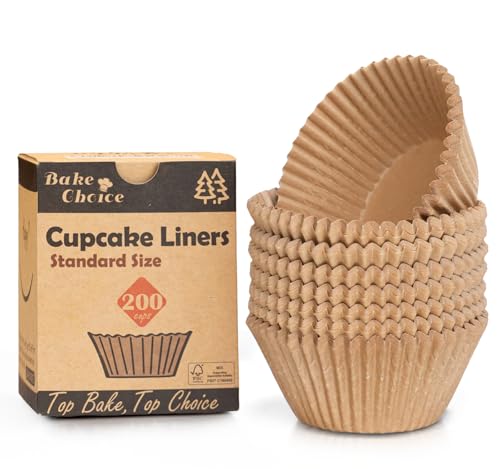 Bake Choice 200pcs Standard Cupcake Liners for Baking, Muffin Liners - color: Unbleached