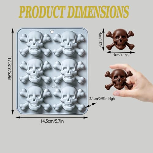 2Pcs 3D Skull Silicone Mold, Halloween Skull Chocolate Mold, Skull Candy Mold for Baking, Ice Cube, Resin, Candy, Soap, Cake Decoration(Pink/Gray)