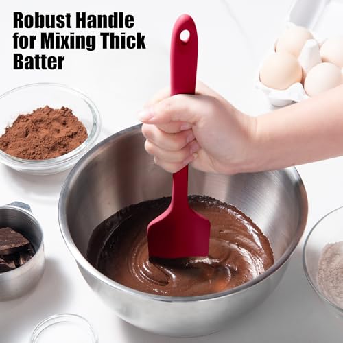 Doosu 600°F Heat Resistant Silicone Large Spatula, 11.4in, Red - color: Red, size: 11.4in (Flat Spatula)