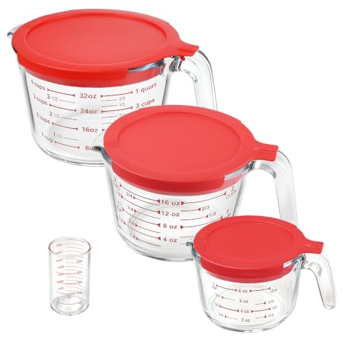 4 Pieces Glass Measuring Cups Set