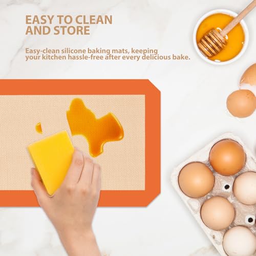 Silicone Baking Mat, Reusable Silicone Oven Baking Sheet - color: Orange