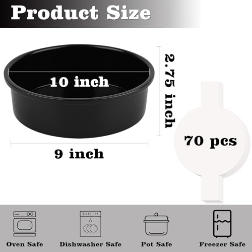 HUAKENER 10 Inch Cake Pan,2Pcs Round Cake Pan with Parchment Paper - size: 10 Inch without Handles