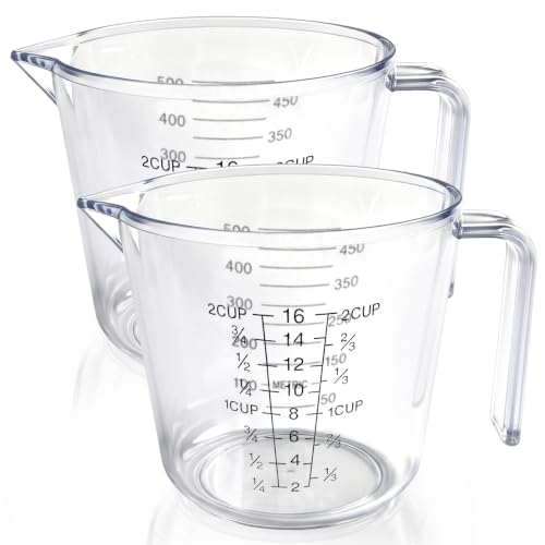 2Pcs 2 Cup Plastic Measuring Cup,Plastic Liquid Measuring Cups for Baking,Cooking,Mixing