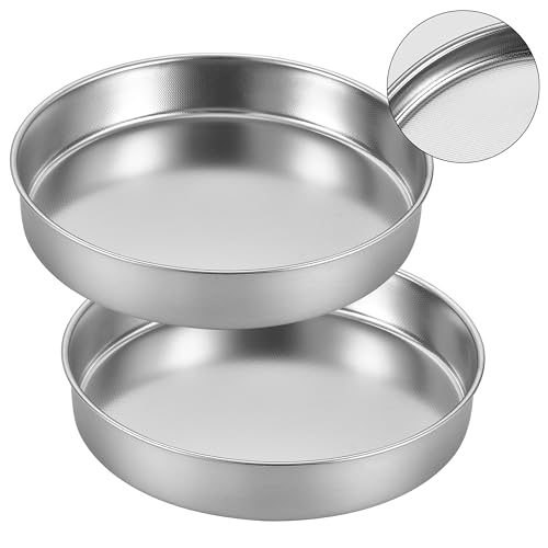 Inqibee 8 Inch Round Cake Pan Set of 2, Stainless Steel Textured Bottom - size: 8 Inch × 2
