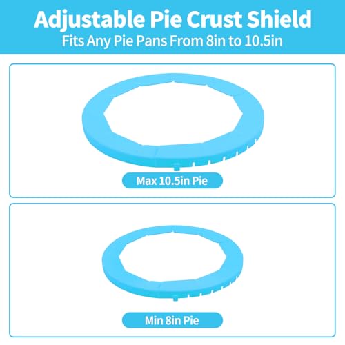 Heavy Duty Silicone Pie Crust Shield Edge Protector Fit 8-10.5 Inch Pie Pan - color: Bule