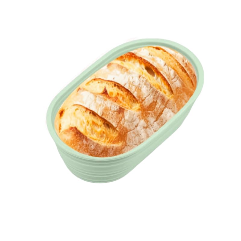 Banneton Bread Proofing Baskets,Silicone Sourdough Bread Baking Supplies, Bread Proofing Baskets for Sourdough, 10" Oval Collapsible Sourdough Baking Basket (Green) - color: Green