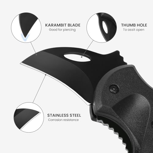 FUNBRO Small Pocket Knife Gift for Men - color: 1 Pack Black