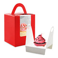 Cupcake Boxes, 30 Pcs Single Cupcake Boxes Individual Cupcake Containers Muffins Cupcake Carriers Holder Kraft Pastry Containers with Insert Window & Handle for Wedding Birthday Parties (Red) - color: Red