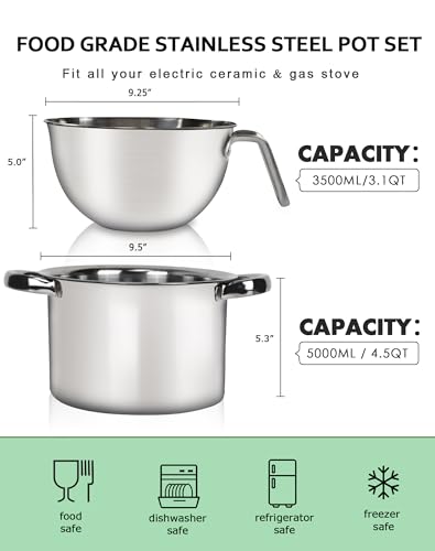 Marsheepy 3.1QT Double Boiler Melting Pot with 4.5QT Stainless Steel Pot - size: 3500ML