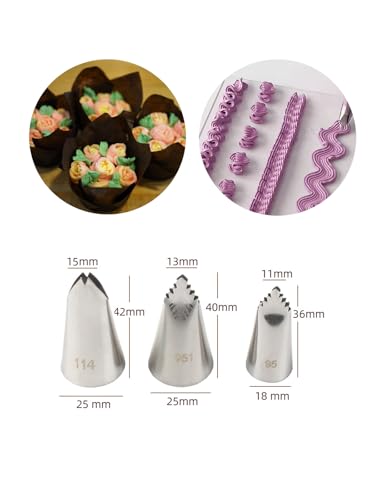 Large Leaf Piping Tips Set, 114 951 95 for Cake Decorating, 3 Pcs