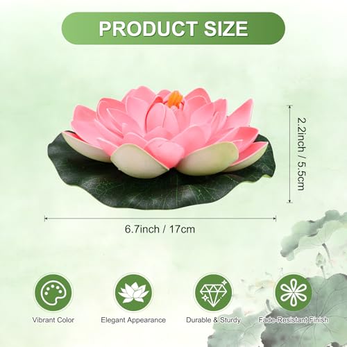M METERXITY 1-Set Artificial Floating Lotus Flower 7 inch, Dark Red - color: Dark Red, size: 6.7 Inch