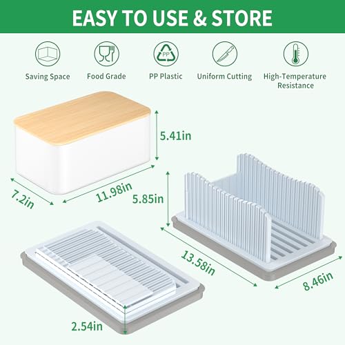 CAWIU Bread Slicer for Homemade with Box, Foldable Bread Slicing Guide - style: Bread Slicer with box
