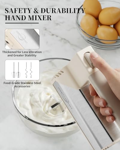 Hand Mixer 5-Speed 200W Turbo 4 Stainless Steel Accessories Classic White - color: Classic White