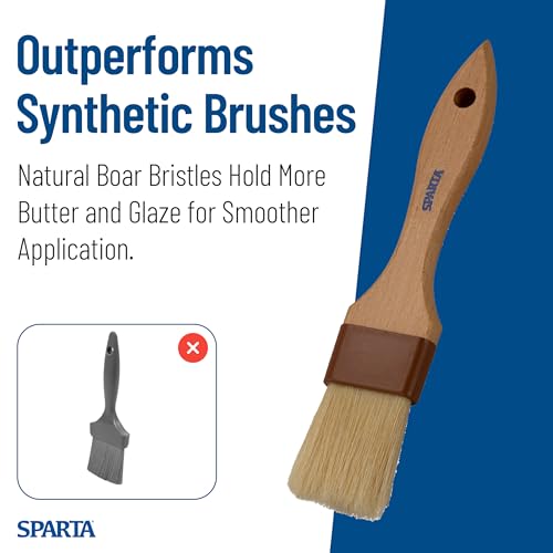 SPARTA Kitchen Basting Brush – 4037300 Basting Brush for Cooking Flat Boar Bristle Brush, Hardwood Handle for Kitchens, Restaurants, Catering, High Heat Food Prep, 1.5in, Pack of 12 - size: 8.25" x 1.5" (Pack of 12)