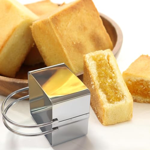 ALLTOP 5 Pieces Biscuit Cutter with Handle, Stainless Steel - style: Square Plain
