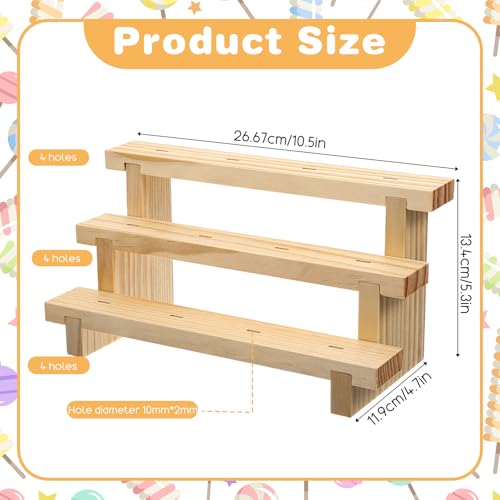 2 Pcs Wooden Cakesicle Stand, 3 Tier 12 Holes Cake Pop Display Holder, Rectangle Wood Lollipop Stick Rack for Wedding, Birthday, Baby Shower, Dessert Table