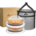 2 Pack Pie Containers with Lids and Handles, Includes Insulated Bags and Non-Slip Heating Pads, BPA Free Pie and Cheesecake Containers, Thanksgiving Gifts - color: Gray