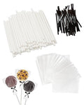 4-inch 300ct White Lollipop Sticks and Bags Set, CHELIZIYA Paper Sticks Kit - color: Black