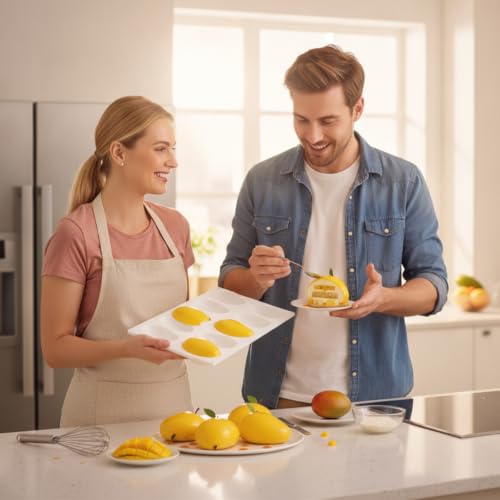 1PCS Mango Mold, 10-Cavity Mango Silicone Mold for Baking and Crafts, Fruit Molds for Mousse Cakes Pastries Chocolate Desserts, Non-Stick Fruit Molds Silicone with Realistic Design