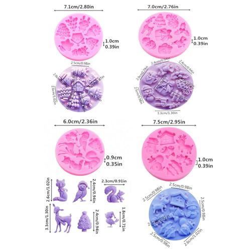 4PCS Christmas Theme Silicone Mold Snowflake Christmas Tree Snowman Bell Creative Baking Chocolate Cake Dessert Decoration Mold DIY Resin Jewelry Accessories Silicone Molds SD-352-378-532-734 - color: Style D