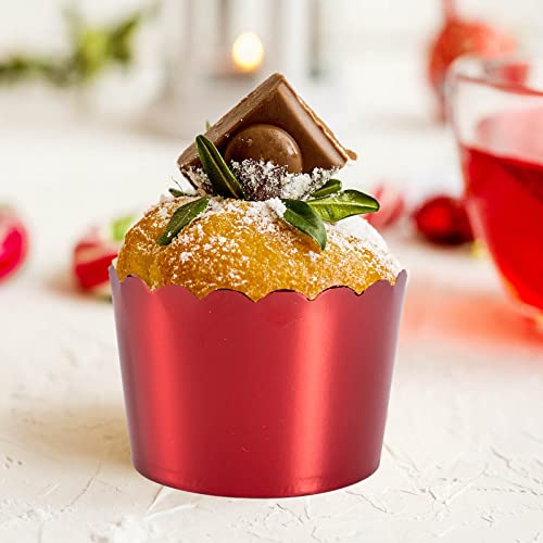 Paper Baking Cups, 50pcs Cupcake Liners Red Muffin Liners Greaseproof Disposable Bulk Cupcake Wrapper, 6 oz Standard Jumbo Muffin Cups for Halloween Christmas Parties by Dootafy - color: Red