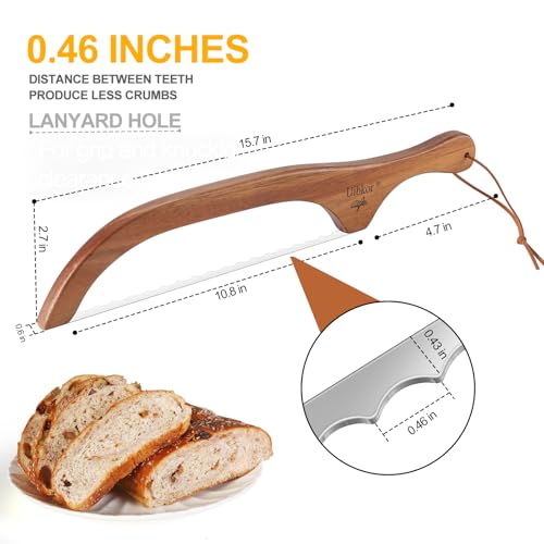 Sourdough Bread Knife, Bread Slicer for Homemade, 16" Wooden Bread Cutter