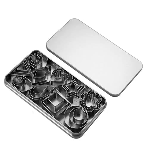 30Pcs Mini Cookie Cutter Set with Box,30 Small Molds To Cut Out Pastry Dough Pie Crust & Fruit, Geometric Set for Biscuit Mold